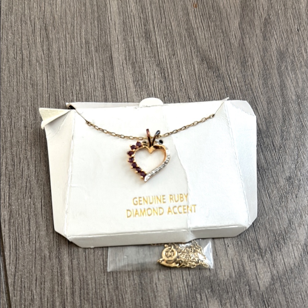 COPY - Genuine Ruby Heart Necklace with Diamond Accent